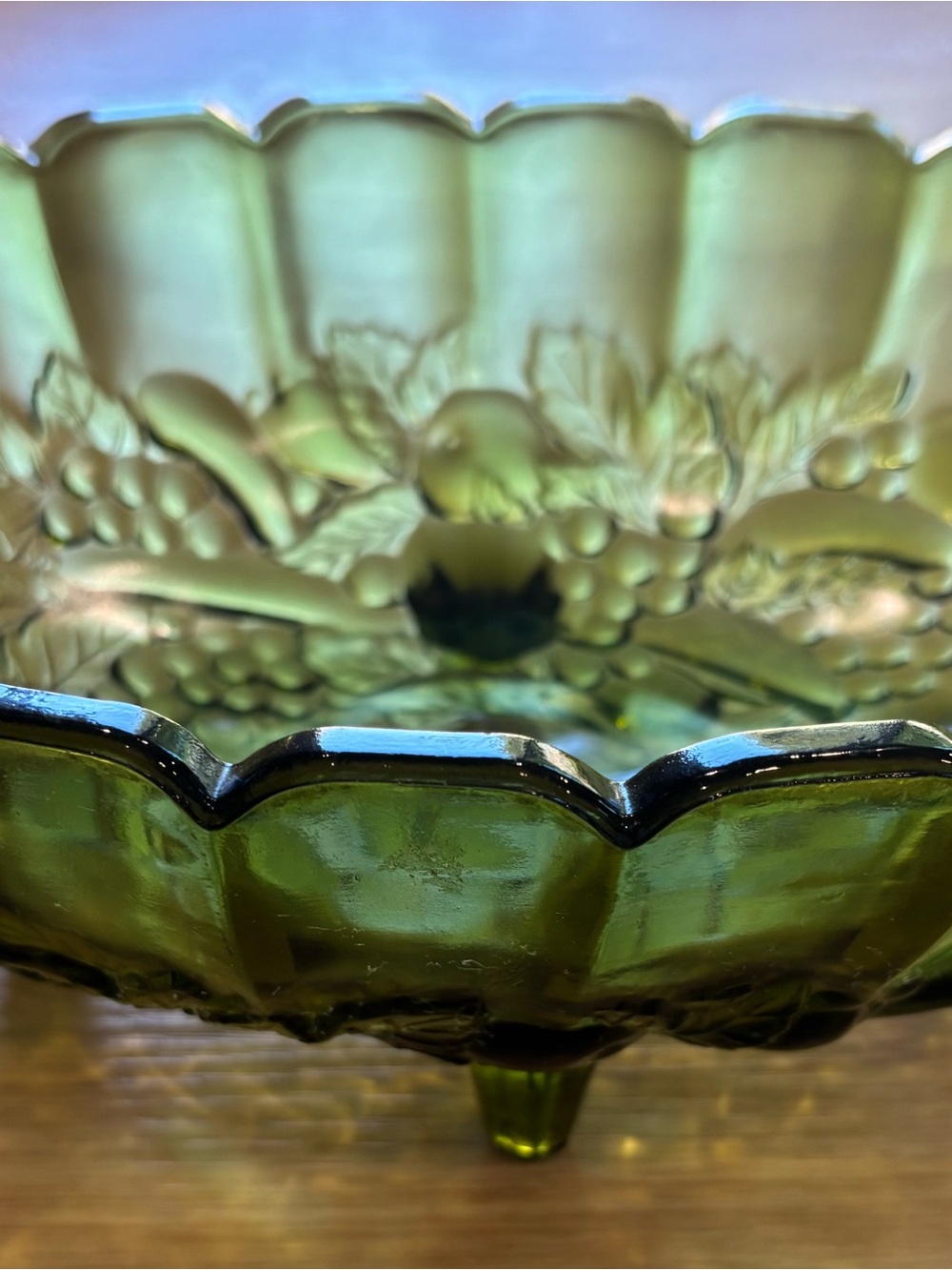 Indiana green glass fruit bowl